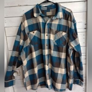 C.E. Schmidt Workwear Thick Flannel Plaid Button Up Shirt Pockets Men's 3X Blue